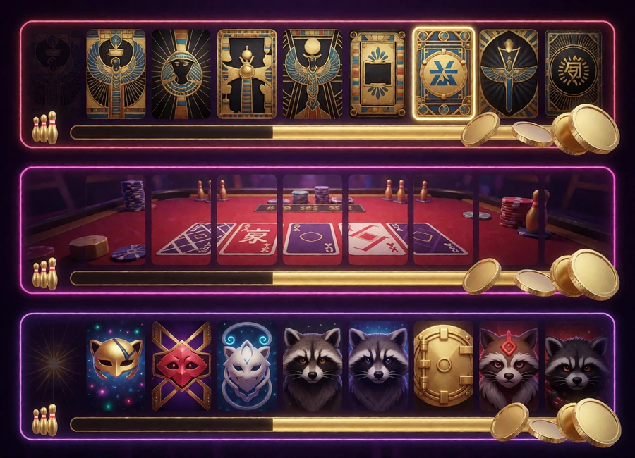 Neon-Gewinnanzeige mit Hand of Anubis, Tokyo Baccarat und Le Bandit im DudeSpin Casino