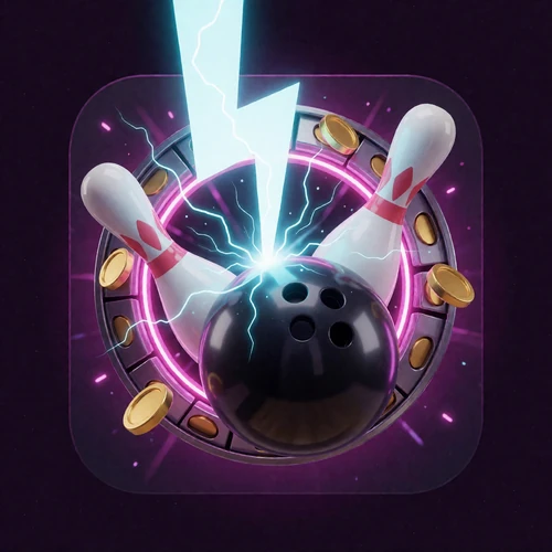 Neon-Blitz trifft Bowlingkugel als Symbol f&uuml;r Bonus-Buy-Slots in der DudeSpin Spielauswahl